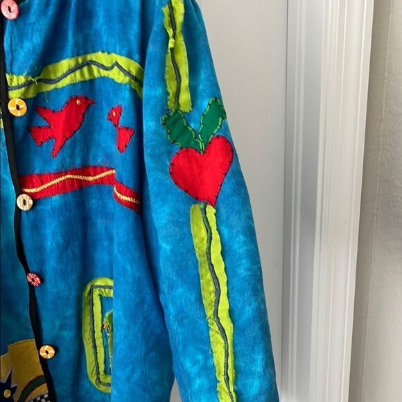 Allure VTG Hand-Made Embroidery Embellished flower,Birds Bright Multi Color S 2X - Picture 8 of 10